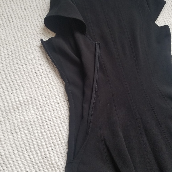 LOFT Cap Sleeve Fit and Flare Black Dress - Picture 7 of 8